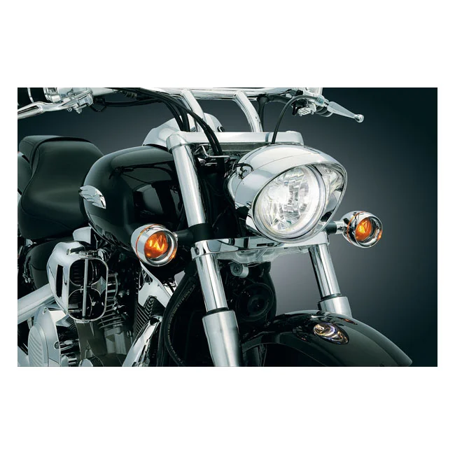 Kuryakyn Front deep dish bezels w/smoke lenses, amber bulb
