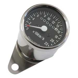 MCS Mini speedometer, 1:1 kmh chrome with black face plate
