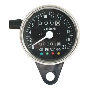MCS LED mini speedo 2:1 kmh. Chrome with black face plate