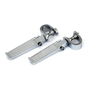 MCS ''Ribbed'' foot peg set. Clamp-on. Chrome