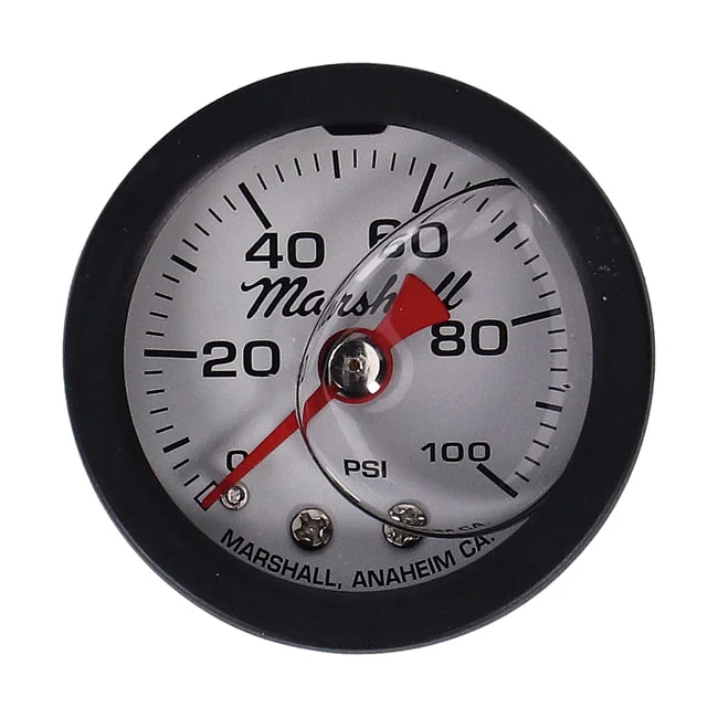 Marshall Oil pressure gauge, 0-100 PSI. Black housing