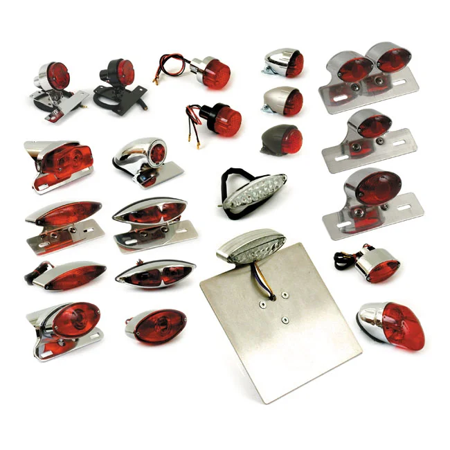 MCS Lucas taillight assembly. with bracket. Chrome - 901851