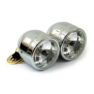 MCS Dual 4" H4 headlamp assembly. Chrome