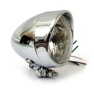 MCS Bullet 4" H4 headlamp. smooth & visor. Chrome