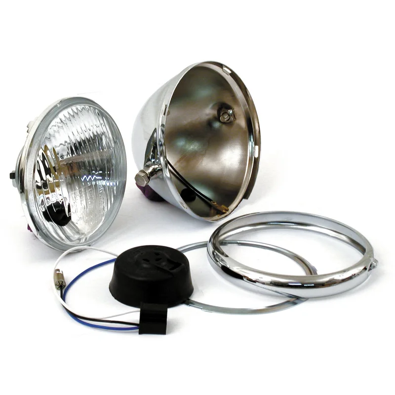 MCS Bates style 5-3/4" H4 headlamp. side mount. Chrome - 901897