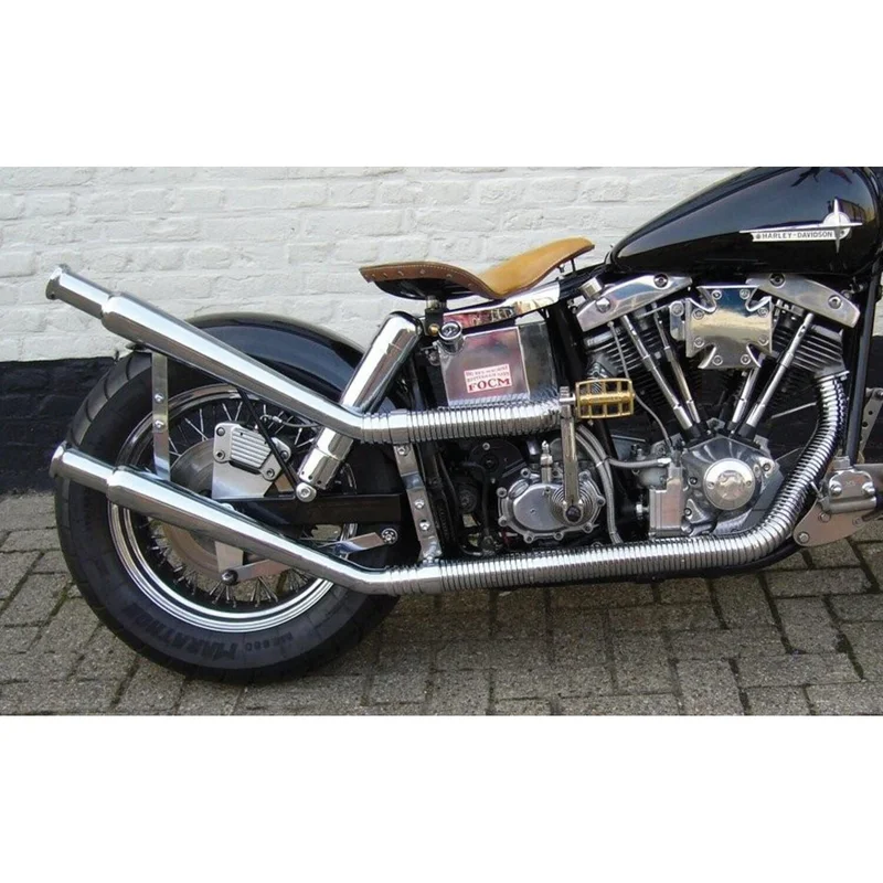 Paughco Upswept head pipes. S-pipe - around oil tank