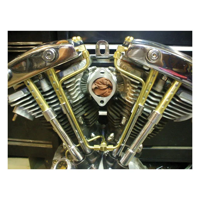 Paughco ''Old STF'' dual rocker box oil lines. Brass