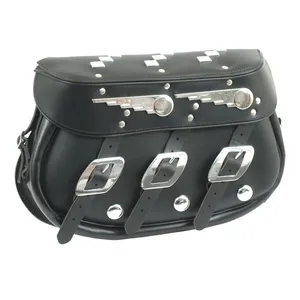 Samwel Speedking Softail leather saddlebag set. Black