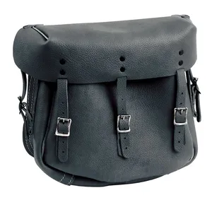 Samwel Army style leather saddlebag set. Black