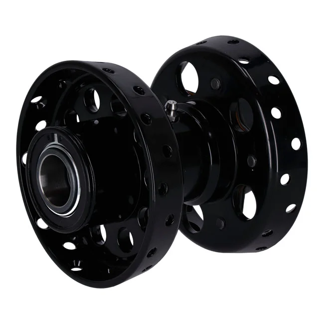 V-Twin Mfg Custom Star hub, for OEM axle. Black with chrome star - 43540-36
