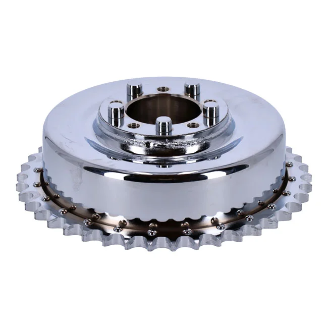 MCS 45" Flathead rear brake drum & sprocket. Chrome - 41401-41