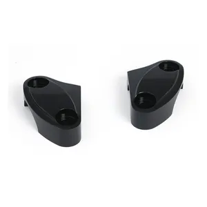 MCS Handlebar top clamp set. Black, scalloped