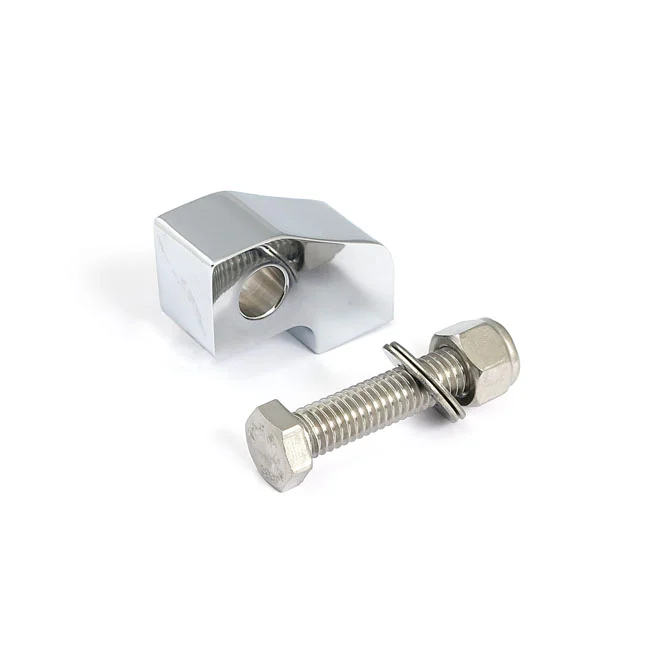 MCS Custom headlamp mount block. angled. Chrome - 904468