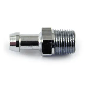 MCS Oil line fitting, straight. 1/8 NPT to 3/16". Chrome