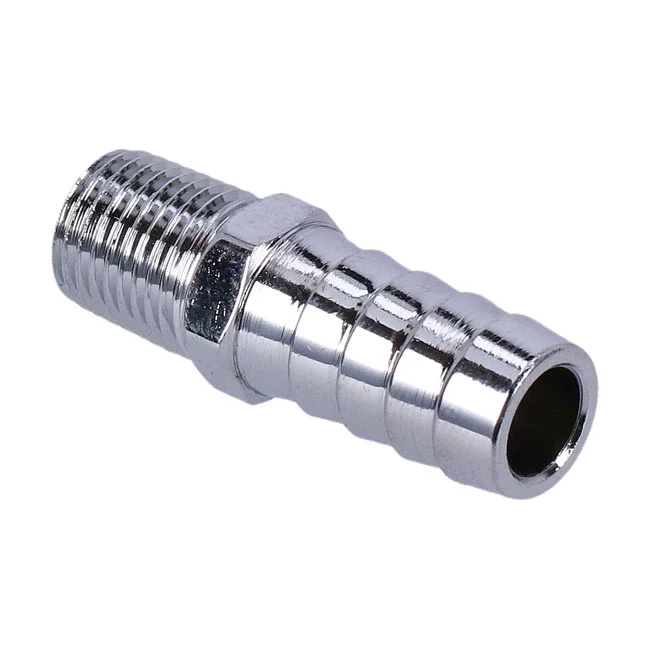 Gardner-Westcott Oil line fitting, straight. 1/4" NPT to 1/2" hose. Chrome