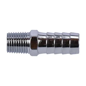 Gardner-Westcott Oil line fitting, straight. 1/4" NPT to 1/2" hose. Chrome