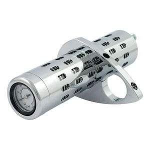 MCS Billet oil cooler, with oil pressure gauge. Chrome