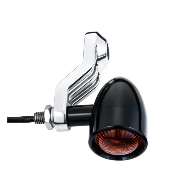 Motone Ribbed Triline turn signal brackets. Polished