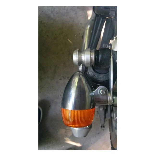 Motone Turn signal brackets, top shock mount. Polished