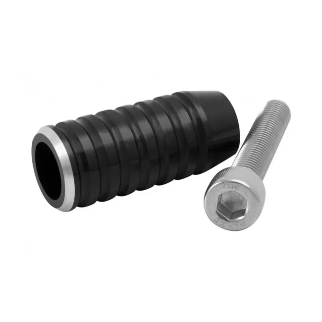 Motone Shifter end peg ribbed. Black anodized