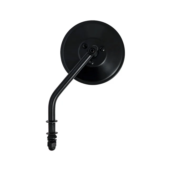 MCS Steel 4" round mirror. Black, short stem - 906011