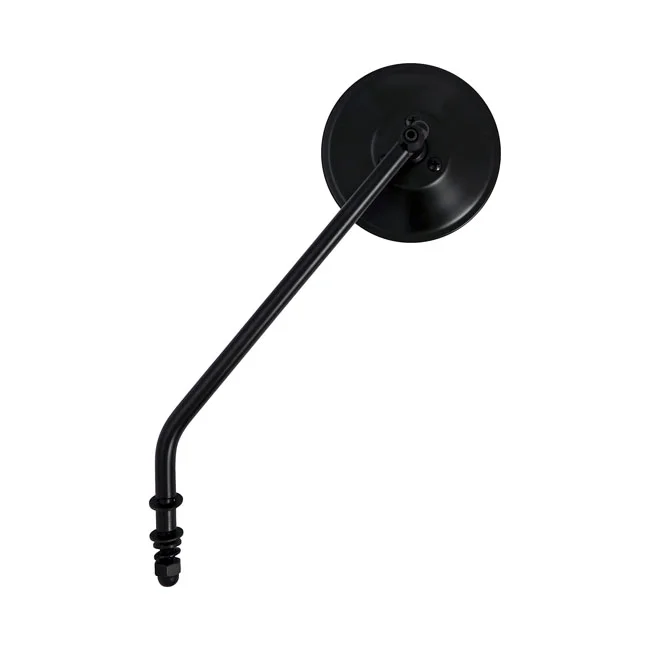MCS Steel 4" round mirror. Black, long stem - 906012