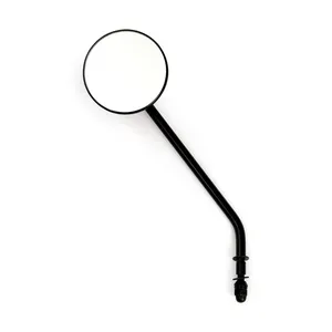 MCS Steel 3" round mirror. Black, long stem