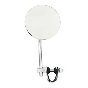 MCS Round clamp-on style steel mirror, 4" with 5" stem