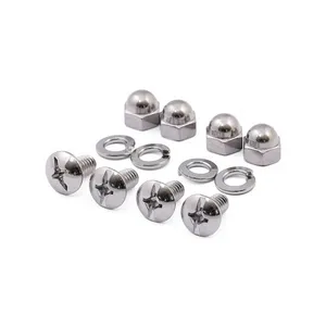 MCS License plate mount kit. Mushroom/Acorn. Chrome