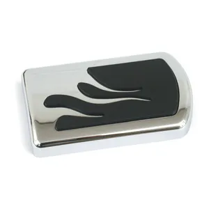 MCS Brake pedal pad, flame. Chrome