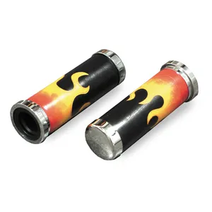 MCS Handlebar grip set, Flamed leather cushion