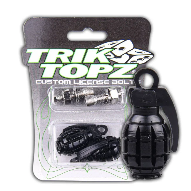 TrikTopz Trik Topz, Hand Grenade license plate mounts. Black