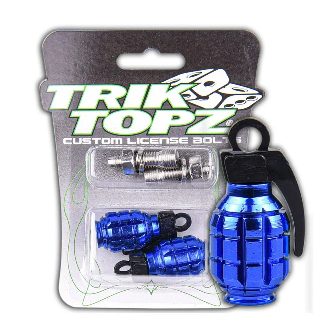 TrikTopz Trik Topz, Hand Grenade license plate mounts. Blue