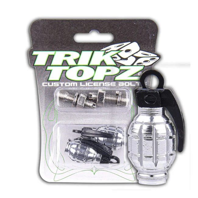TrikTopz Trik Topz, Hand Grenade license plate mounts. Chrome