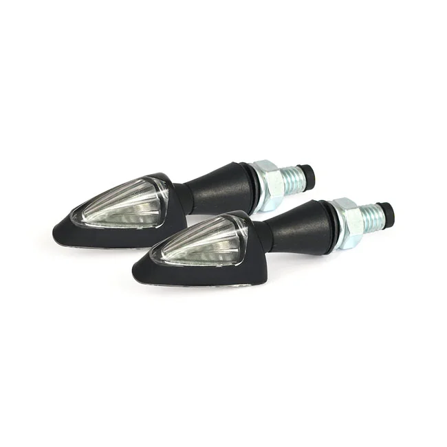 MCS Black peak, LED turn signals. Black. Clear lens - 914140