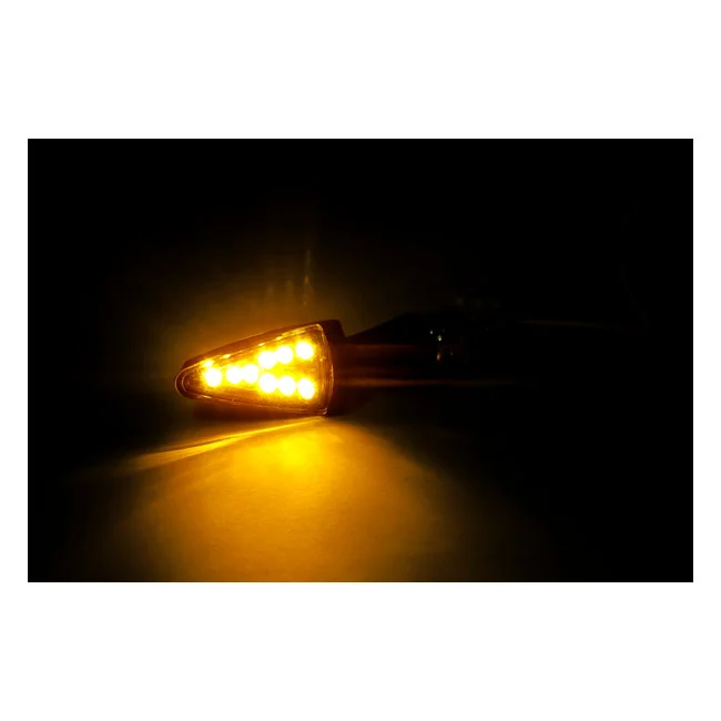MCS Black peak, LED turn signals. Black. Clear lens - 914140