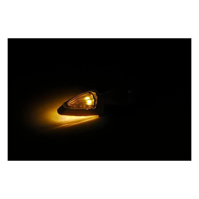 MCS Black peak, LED turn signals. Black. Clear lens - 914140