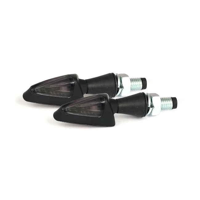 MCS Black peak, LED turn signals. Black. Smoke lens - 914141