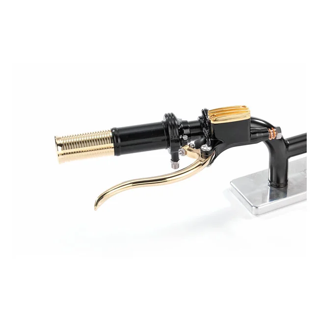 Kustom Tech Tech, FL handlebar grip set. Black alu/polished brass