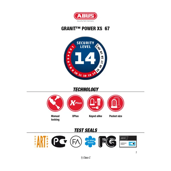 Abus Granit Power XS 67 padlock. Red