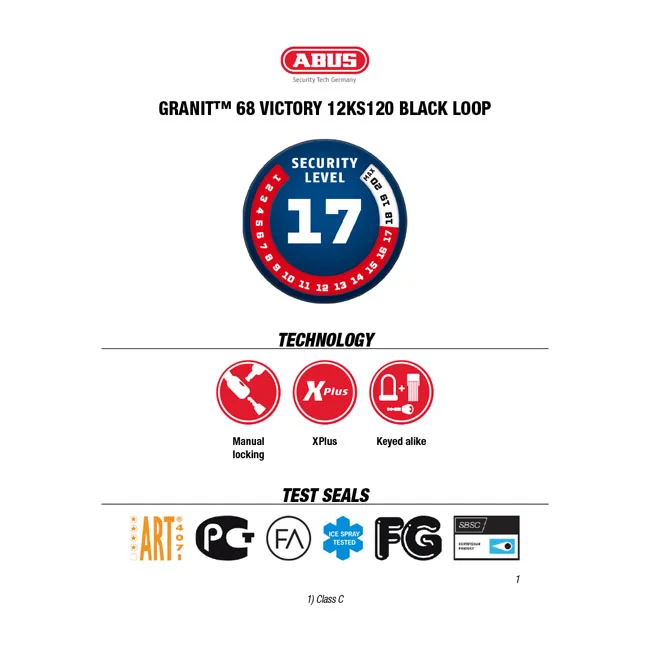 Abus Granit Victory X-Plus & 12KS120 black Loop chain