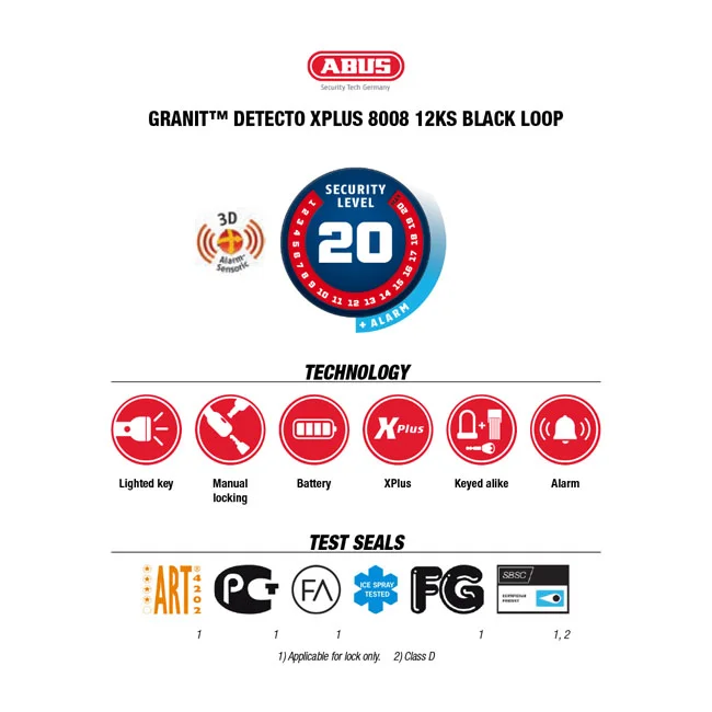Abus 8008 disc lock & 12KS120 black loop chain