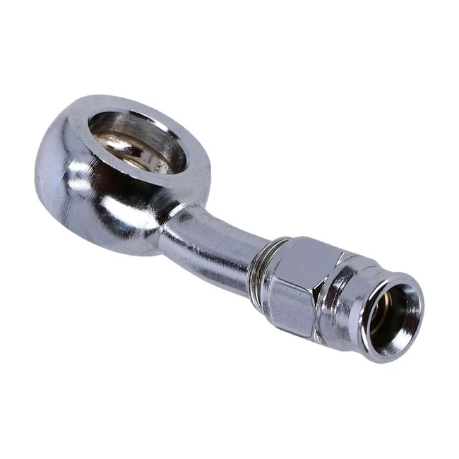 Goodridge 12mm banjo fitting 20 degree bend. Chrome