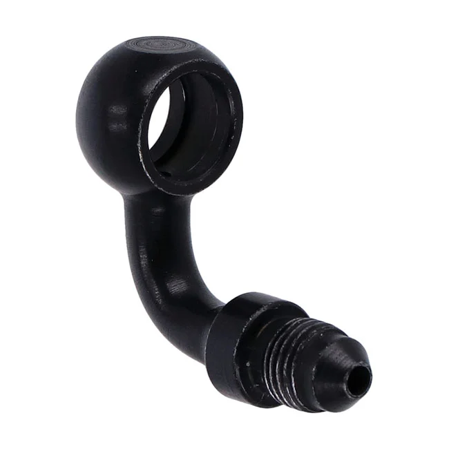 Goodridge Banjo fitting black 7/16", 90 degrees, 11mm