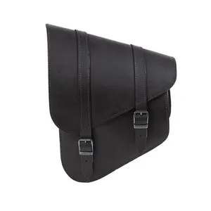 MCS MCS, full leather swing arm bag left, 9 liter. Black