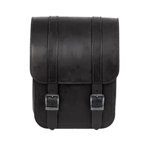 MCS MCS, full leather swing arm bag left, 9 liter. Black