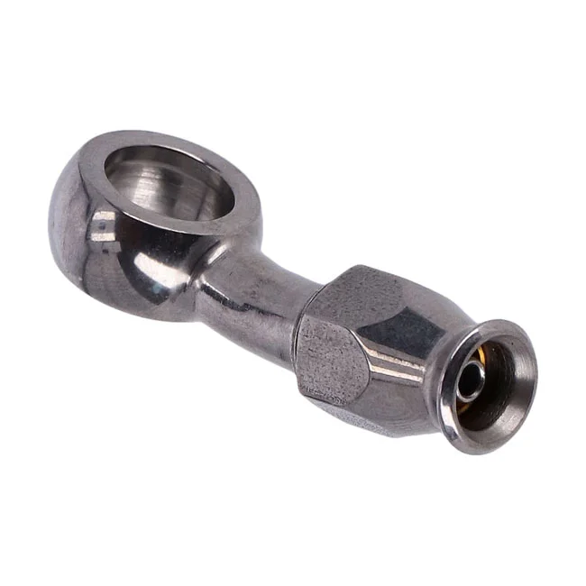 Goodridge 3/8" (10mm) banjo fitting 20 degree bend. SS