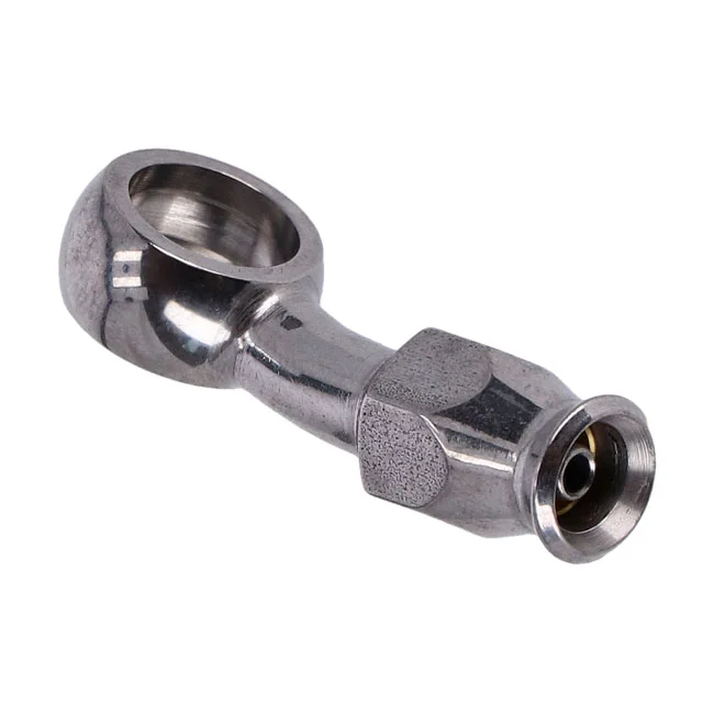 Goodridge 7/16" (11mm) banjo fitting 20 degree bend. SS