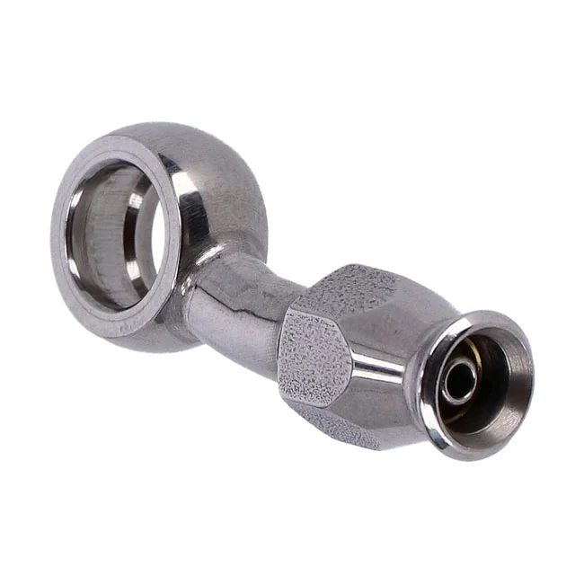 Goodridge 3/8" (10mm) banjo fitting 20 degree side bend. SS