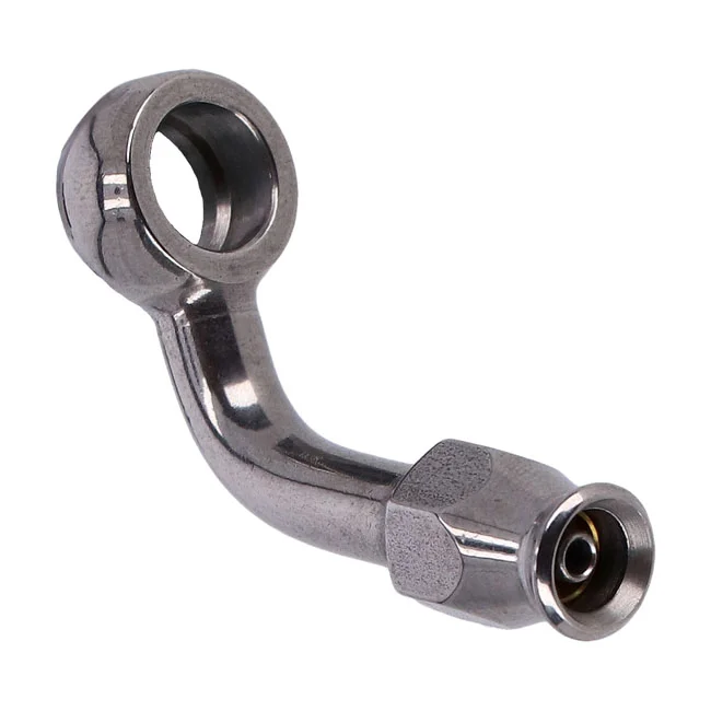 Goodridge 3/8" (10mm) banjo fitting 70 degree bend. SS
